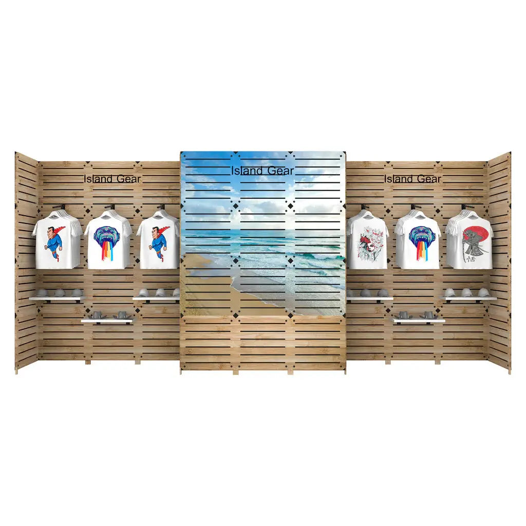 Used 10’x20' Modular Slatwall Display - Optional Graphics and Monitor Mount GOGO Tradeshow
