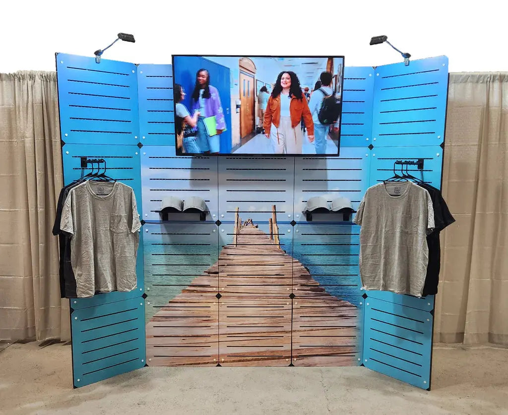 8’ Modular Slatwall Display - Optional Graphics and Monitor Mount GOGO Tradeshow
