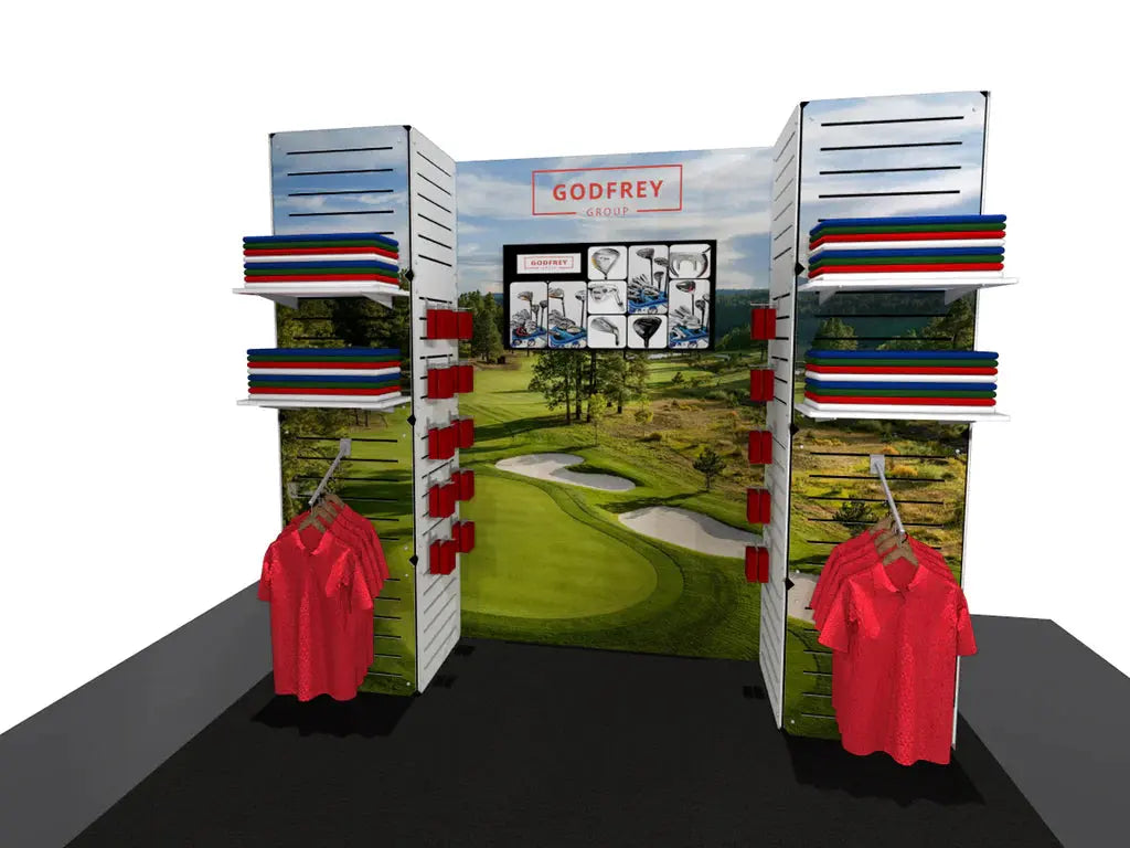 Slatwall Panel Display With Lightbox Center Section GOGO Tradeshow