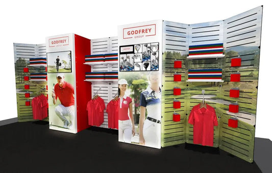 Slat Panel Display With Lightbox Modules GOGO Tradeshow