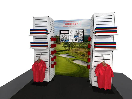 Slatwall Panel Display With Lightbox Center Section GOGO Tradeshow