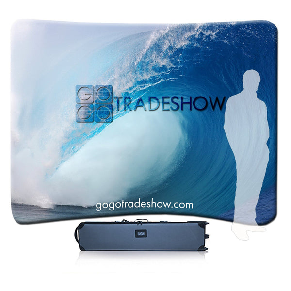 10' Concave Tension Fabric Display with Full Color Graphic Skin and Canvas Carry Bag