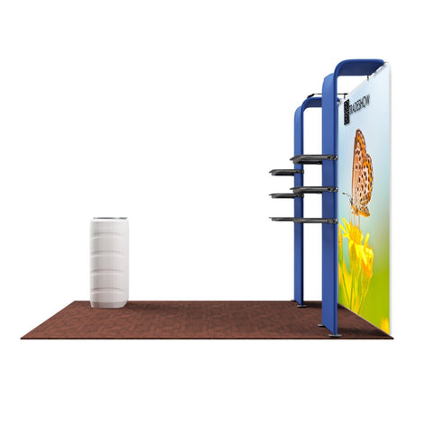 10' Tension Fabric Exhibit With Stand Off Shelves